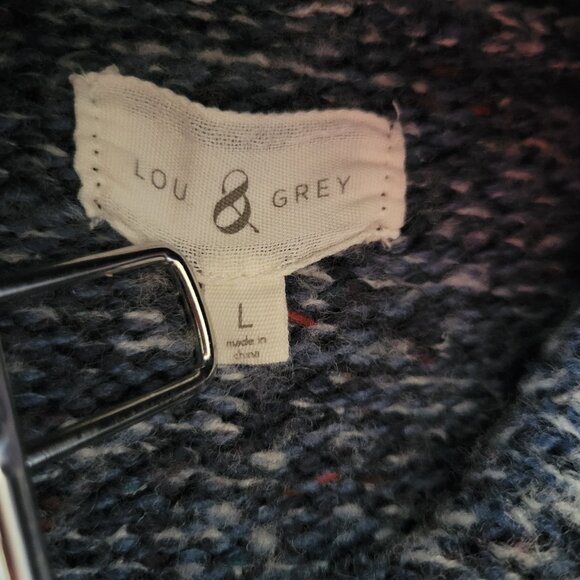Lou & Grey LOFT Chunky Cowl Neck Knit Sweater, Women’s L, Blue, EUC - Picture 3 of 6